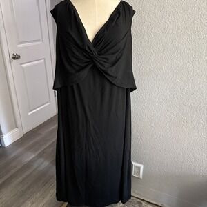 NWT Bloomchic Cap Sleeve Cross Front V-Neck Black Dress Size 28 Stretchy Comfy